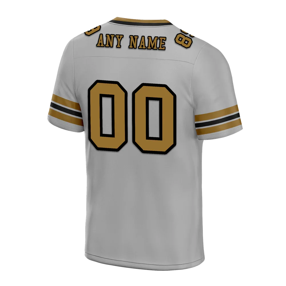 Custom Grey Sleeve Stripes Grey Personalized Authentic Football Jersey FBJ02-bc0f0fd - Coolcustomize
