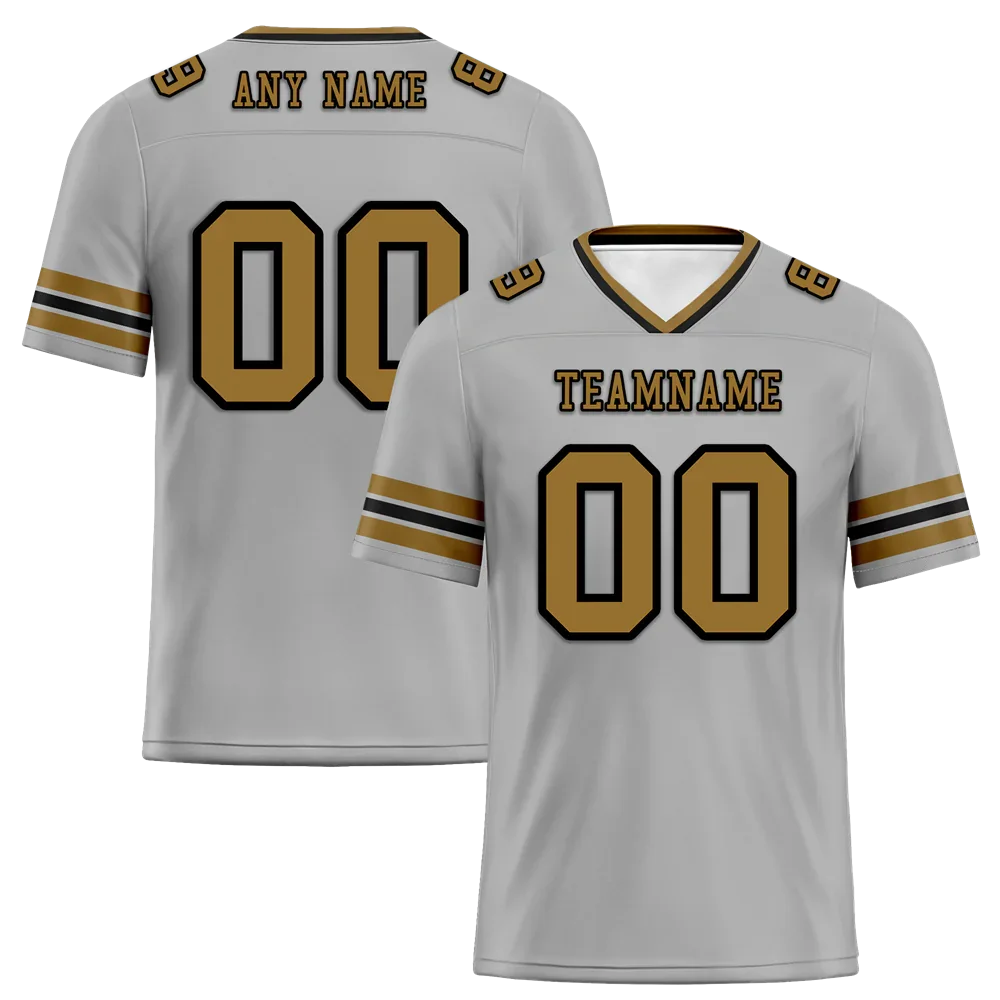 Custom Grey Sleeve Stripes Grey Personalized Authentic Football Jersey FBJ02-bc0f0fd - Coolcustomize