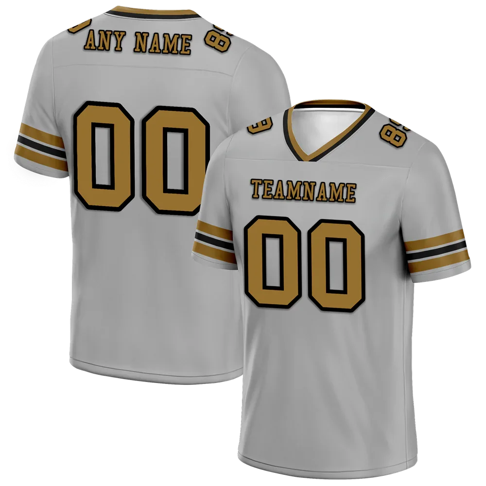 Custom Grey Sleeve Stripes Grey Personalized Authentic Football Jersey FBJ02-bc0f0fd - Coolcustomize