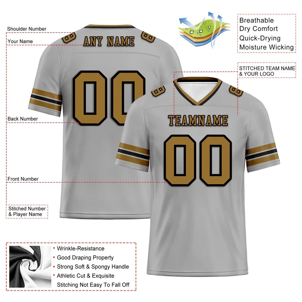 Custom Grey Sleeve Stripes Grey Personalized Authentic Football Jersey FBJ02-bc0f0fd - Coolcustomize