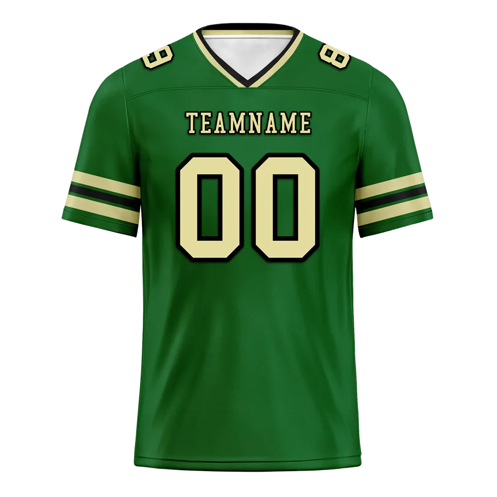 Custom Green Sleeve Stripes Yellow Personalized Authentic Football Jersey FBJ02-bc0f0f9 - Coolcustomize