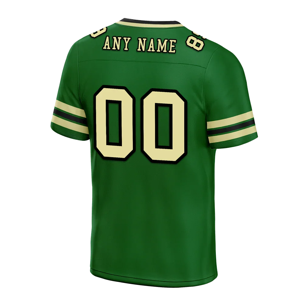 Custom Green Sleeve Stripes Yellow Personalized Authentic Football Jersey FBJ02-bc0f0f9 - Coolcustomize