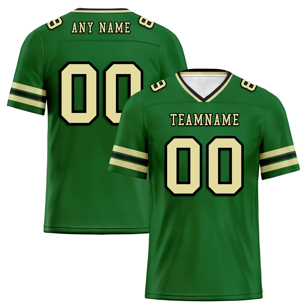 Custom Green Sleeve Stripes Yellow Personalized Authentic Football Jersey FBJ02-bc0f0f9 - Coolcustomize