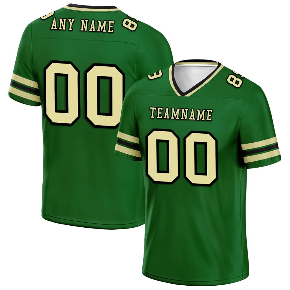 Custom Green Sleeve Stripes Yellow Personalized Authentic Football Jersey FBJ02-bc0f0f9 - Coolcustomize