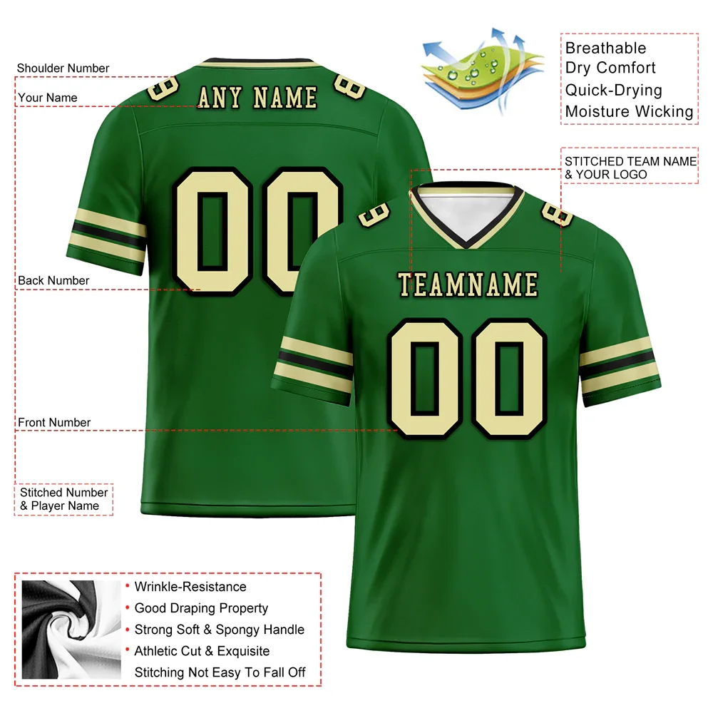 Custom Green Sleeve Stripes Yellow Personalized Authentic Football Jersey FBJ02-bc0f0f9 - Coolcustomize