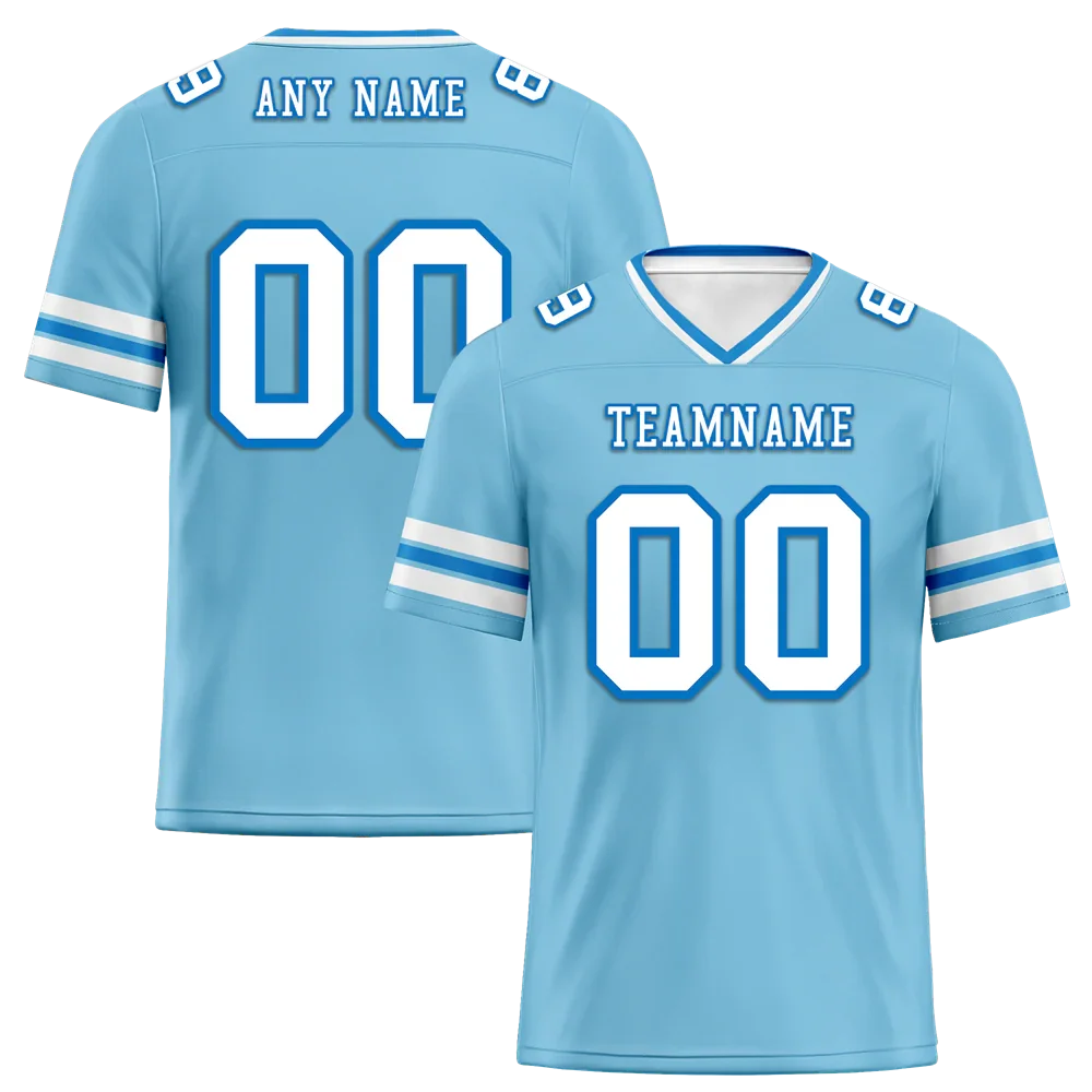Custom Aqua Sleeve Stripes White Personalized Authentic Football Jersey FBJ02-bc0f07a - Coolcustomize