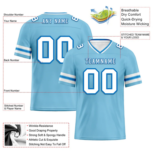 Custom Aqua Sleeve Stripes White Personalized Authentic Football Jersey FBJ02-bc0f07a - Coolcustomize
