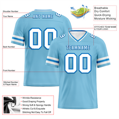 Custom Aqua Sleeve Stripes White Personalized Authentic Football Jersey FBJ02-bc0f07a