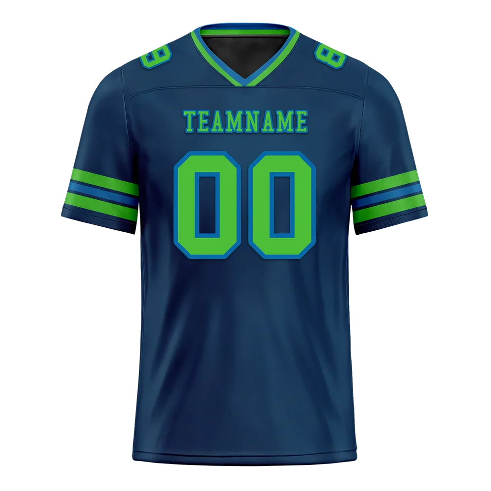 Custom Blue Sleeve Stripes Green Personalized Authentic Football Jersey FBJ02-bc0f07b - Coolcustomize