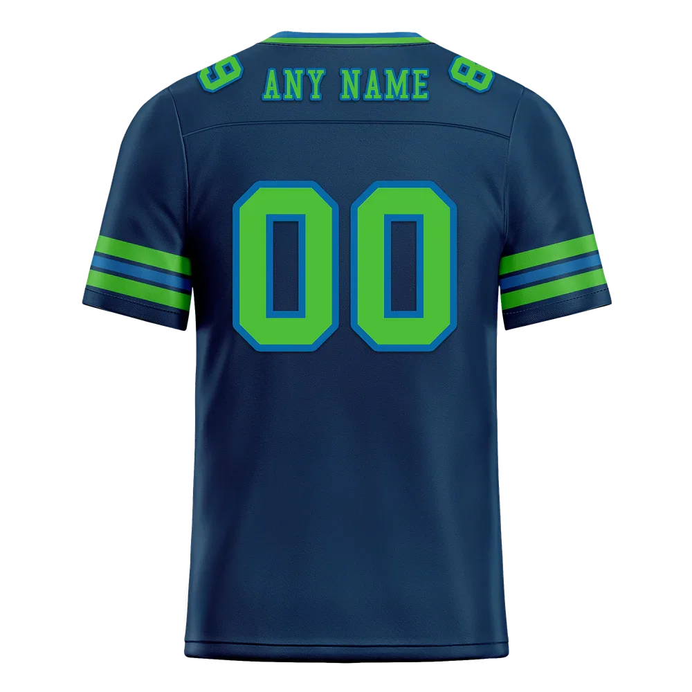 Custom Blue Sleeve Stripes Green Personalized Authentic Football Jersey FBJ02-bc0f07b - Coolcustomize