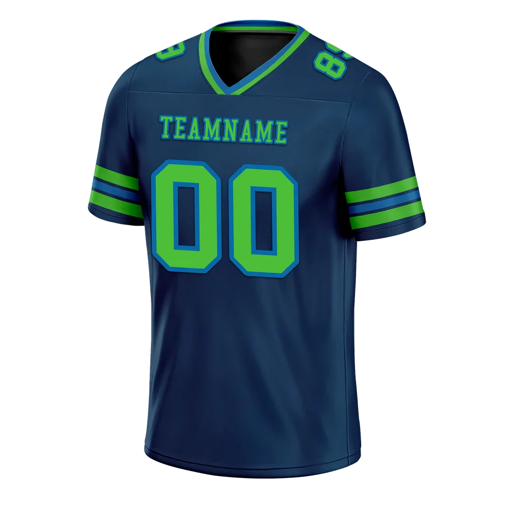 Custom Blue Sleeve Stripes Green Personalized Authentic Football Jersey FBJ02-bc0f07b - Coolcustomize