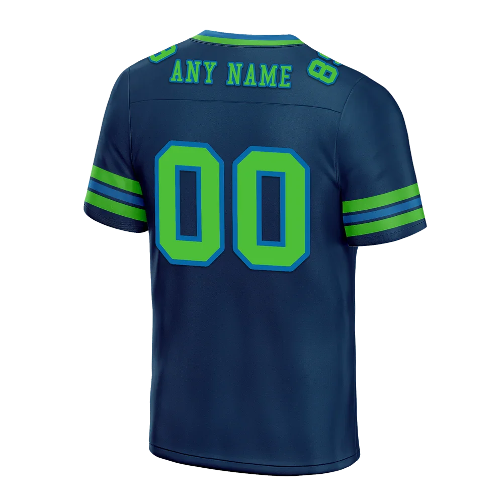 Custom Blue Sleeve Stripes Green Personalized Authentic Football Jersey FBJ02-bc0f07b - Coolcustomize