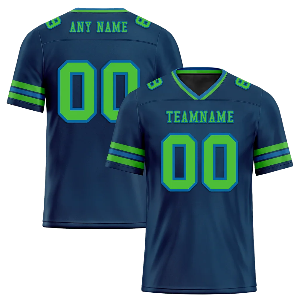 Custom Blue Sleeve Stripes Green Personalized Authentic Football Jersey FBJ02-bc0f07b - Coolcustomize