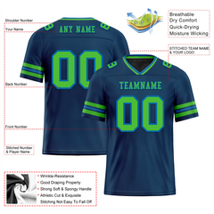 Custom Blue Sleeve Stripes Green Personalized Authentic Football Jersey FBJ02-bc0f07b