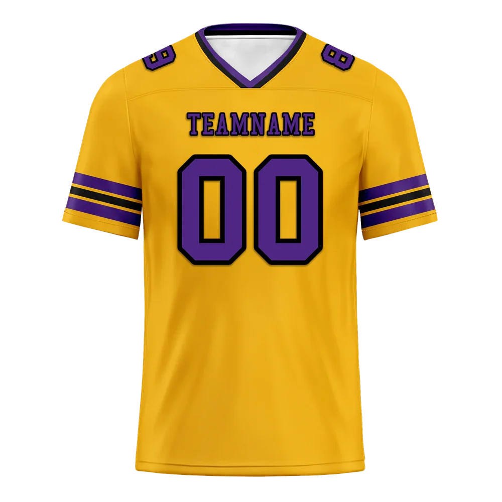Custom Yellow Sleeve Stripes Purple Personalized Authentic Football Jersey FBJ02-bc0f07c - Coolcustomize