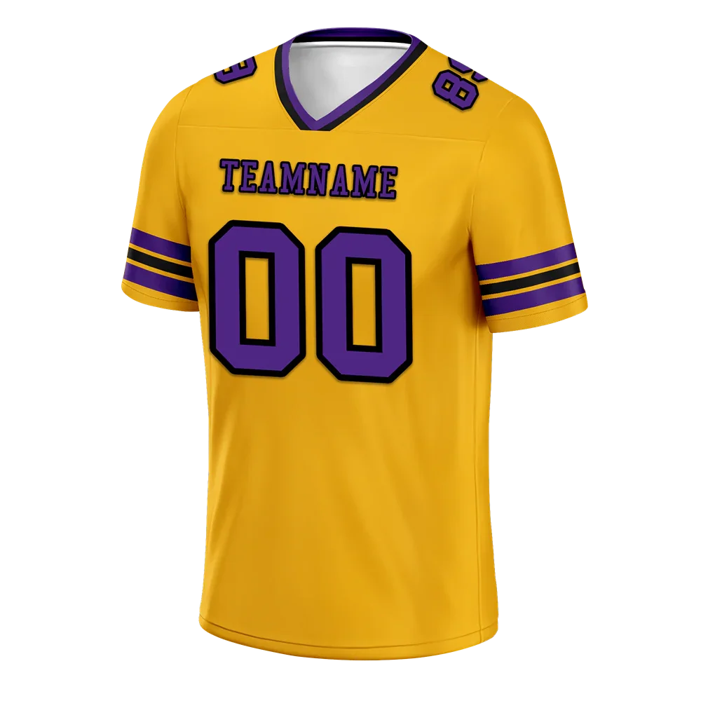 Custom Yellow Sleeve Stripes Purple Personalized Authentic Football Jersey FBJ02-bc0f07c - Coolcustomize