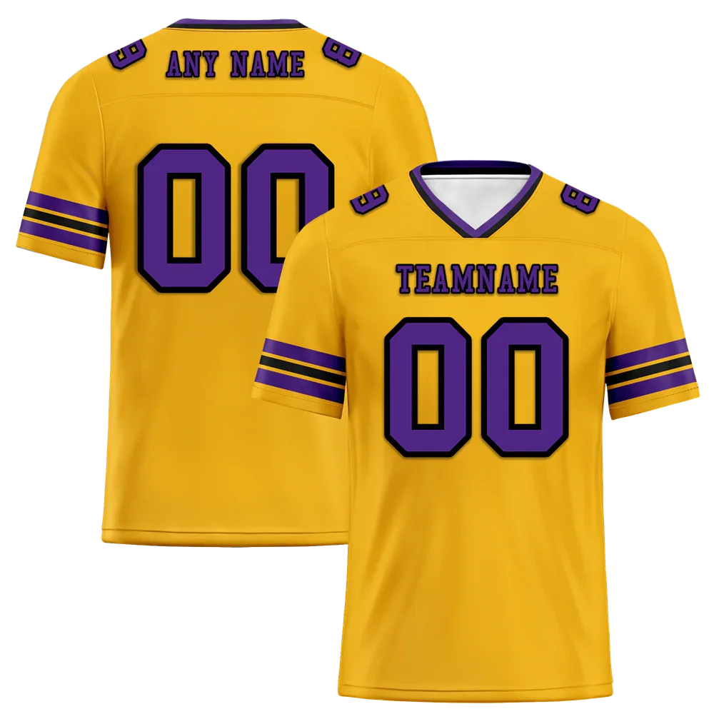 Custom Yellow Sleeve Stripes Purple Personalized Authentic Football Jersey FBJ02-bc0f07c - Coolcustomize
