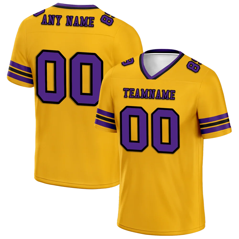 Custom Yellow Sleeve Stripes Purple Personalized Authentic Football Jersey FBJ02-bc0f07c - Coolcustomize