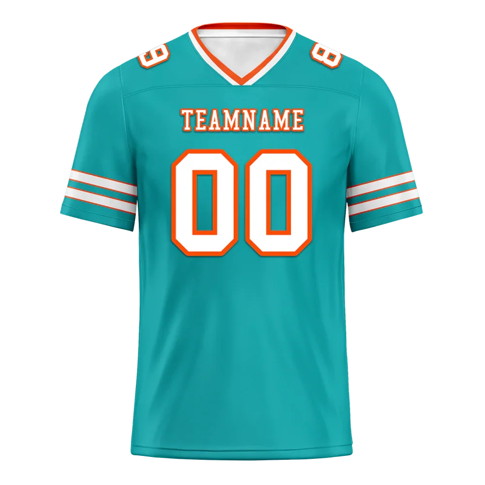 Custom Aqua Sleeve Stripes White Personalized Authentic Football Jersey FBJ02-bc0f07f - Coolcustomize