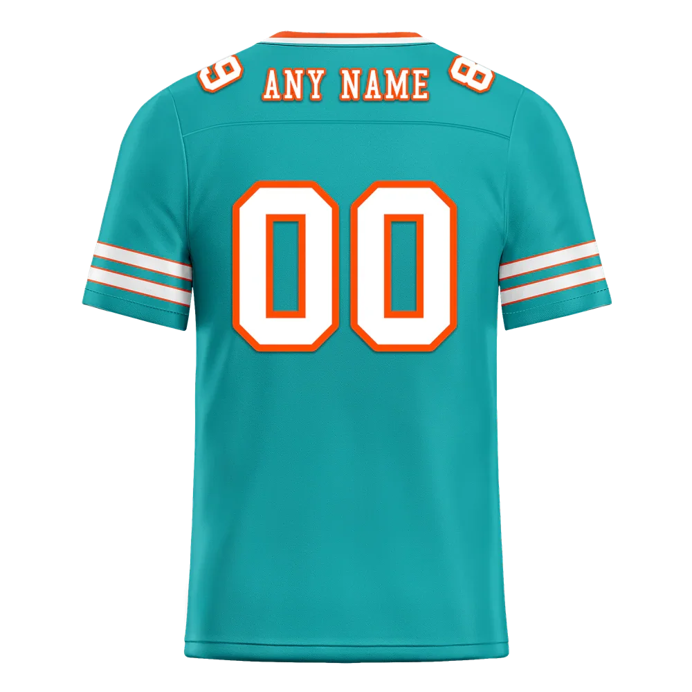 Custom Aqua Sleeve Stripes White Personalized Authentic Football Jersey FBJ02-bc0f07f - Coolcustomize