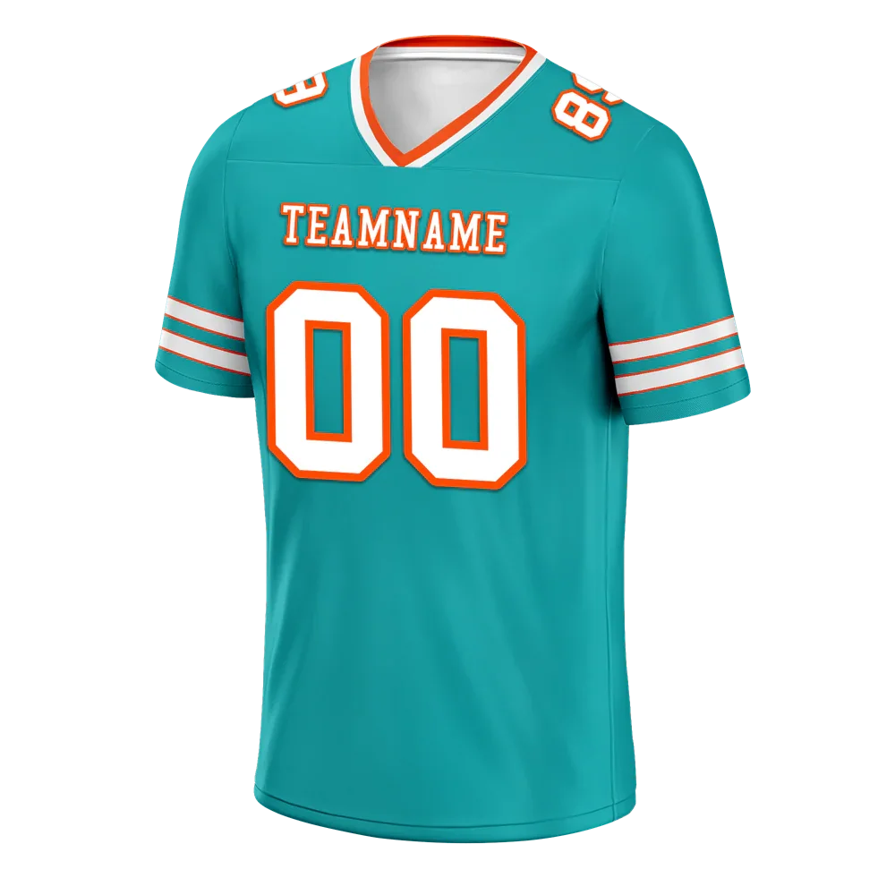 Custom Aqua Sleeve Stripes White Personalized Authentic Football Jersey FBJ02-bc0f07f - Coolcustomize