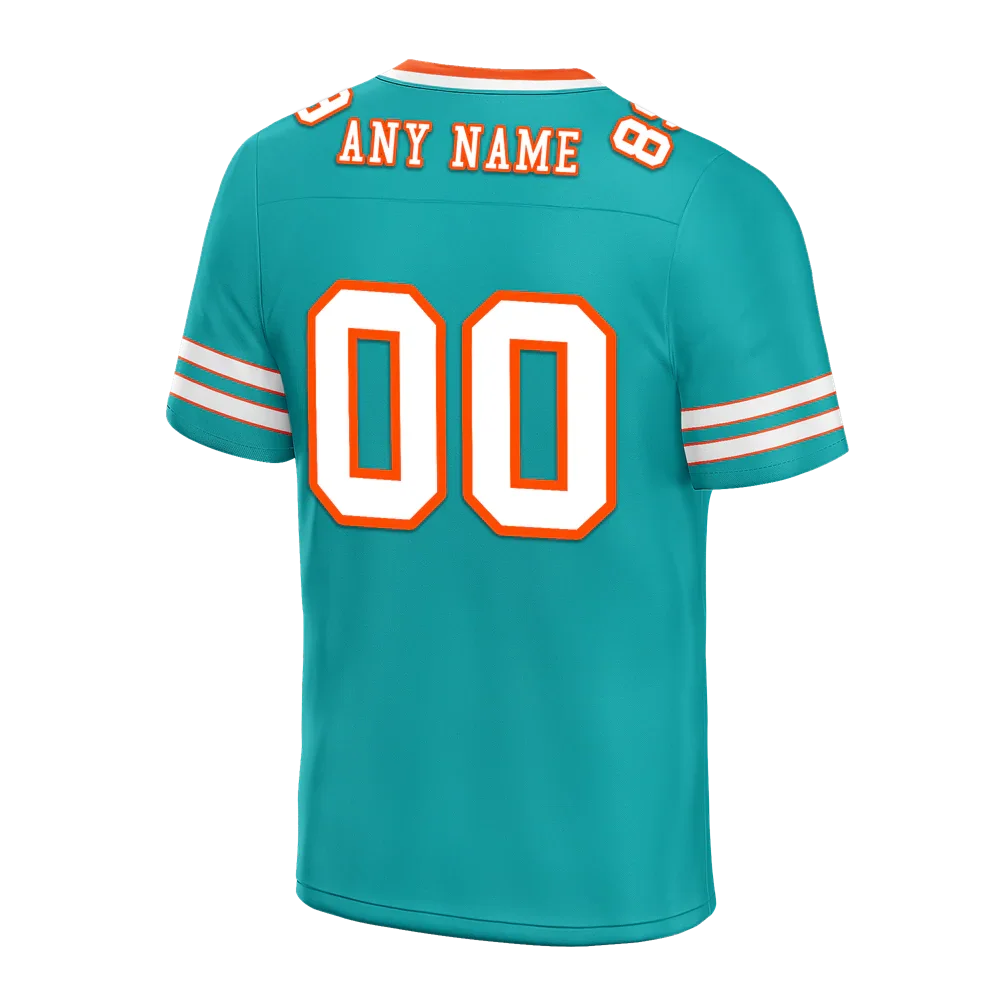 Custom Aqua Sleeve Stripes White Personalized Authentic Football Jersey FBJ02-bc0f07f - Coolcustomize