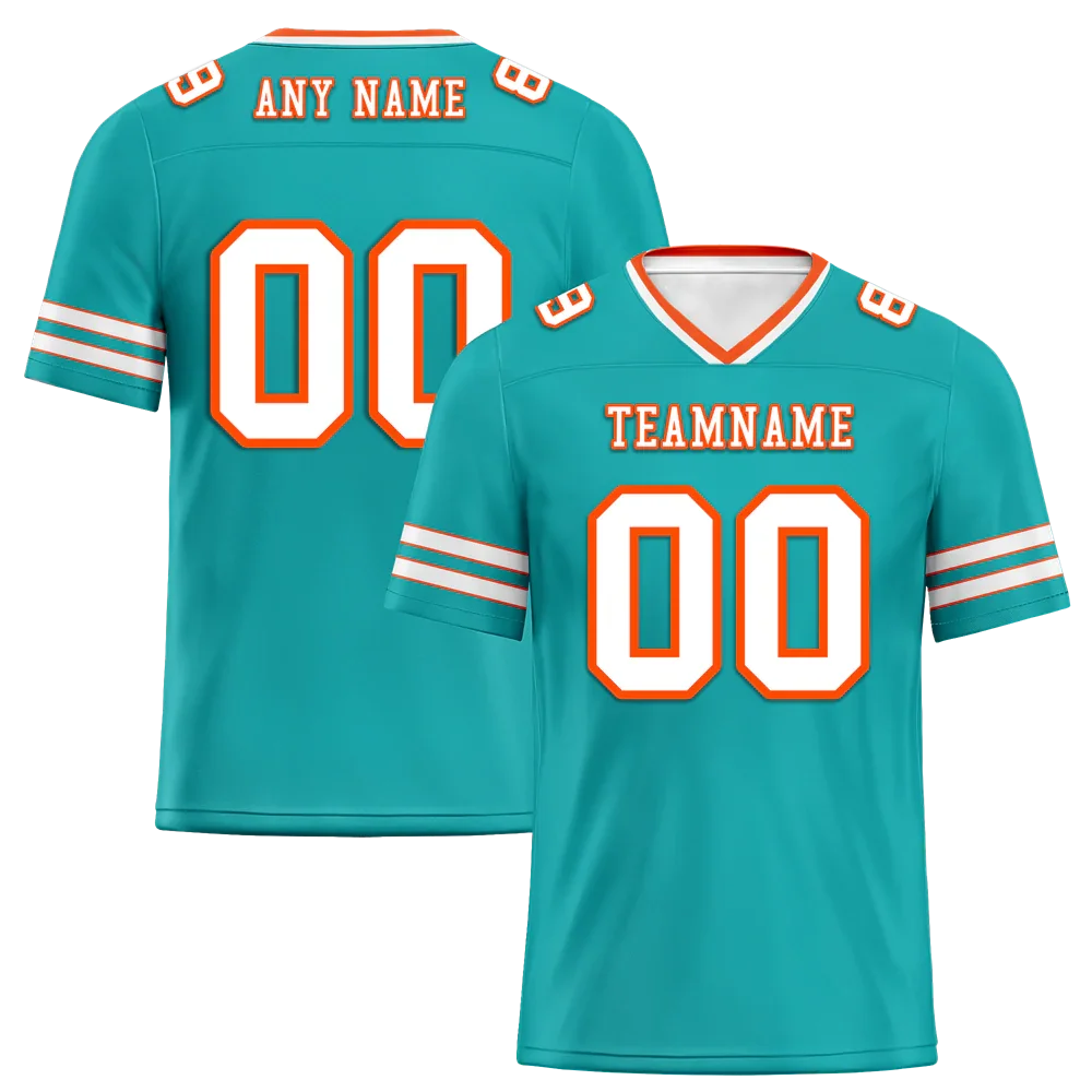 Custom Aqua Sleeve Stripes White Personalized Authentic Football Jersey FBJ02-bc0f07f - Coolcustomize