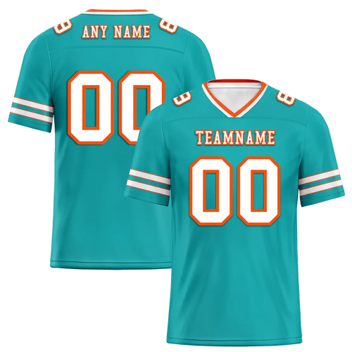 Custom Aqua Sleeve Stripes White Personalized Authentic Football Jersey FBJ02-bc0f07f - Coolcustomize