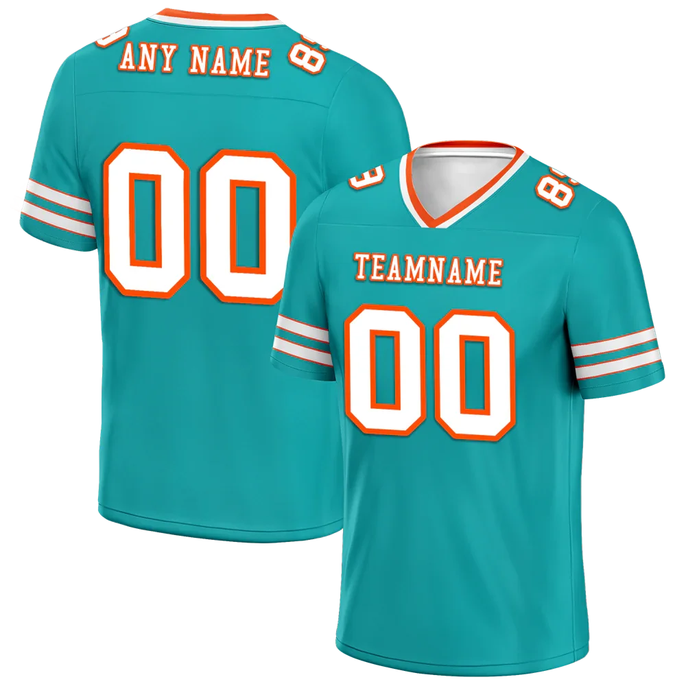 Custom Aqua Sleeve Stripes White Personalized Authentic Football Jersey FBJ02-bc0f07f - Coolcustomize