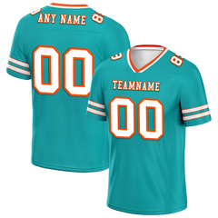 Custom Aqua Sleeve Stripes White Personalized Authentic Football Jersey FBJ02-bc0f07f