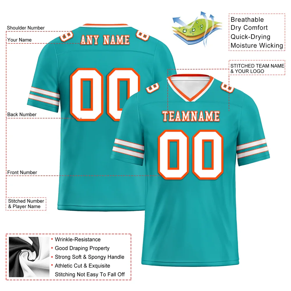 Custom Aqua Sleeve Stripes White Personalized Authentic Football Jersey FBJ02-bc0f07f - Coolcustomize