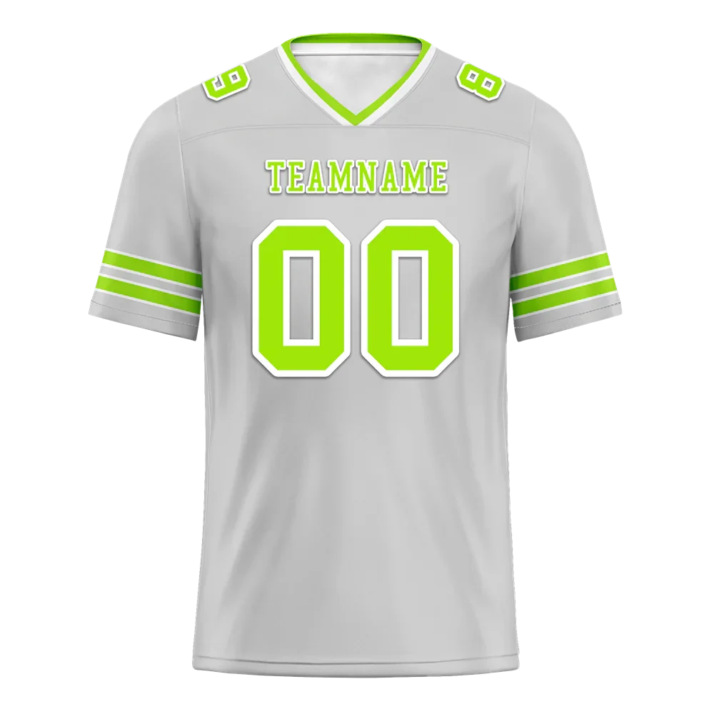 Custom Grey Sleeve Stripes Green Personalized Authentic Football Jersey FBJ02-bc0f078 - Coolcustomize