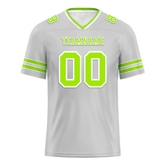 Custom Grey Sleeve Stripes Green Personalized Authentic Football Jersey FBJ02-bc0f078