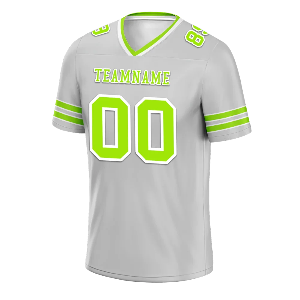 Custom Grey Sleeve Stripes Green Personalized Authentic Football Jersey FBJ02-bc0f078 - Coolcustomize