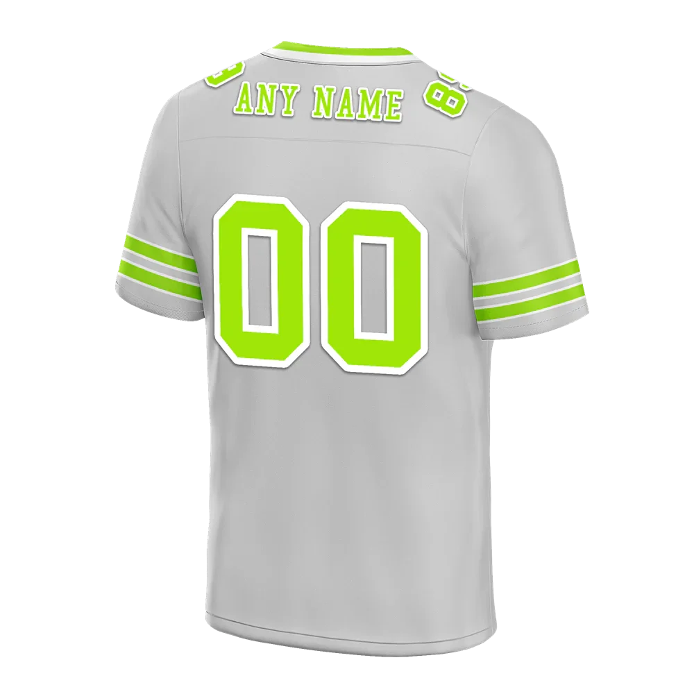 Custom Grey Sleeve Stripes Green Personalized Authentic Football Jersey FBJ02-bc0f078 - Coolcustomize