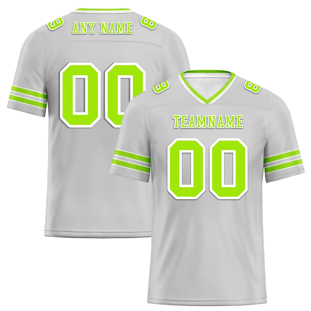 Custom Grey Sleeve Stripes Green Personalized Authentic Football Jersey FBJ02-bc0f078 - Coolcustomize