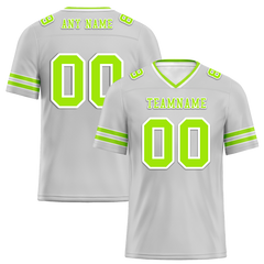 Custom Grey Sleeve Stripes Green Personalized Authentic Football Jersey FBJ02-bc0f078