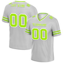 Custom Grey Sleeve Stripes Green Personalized Authentic Football Jersey FBJ02-bc0f078