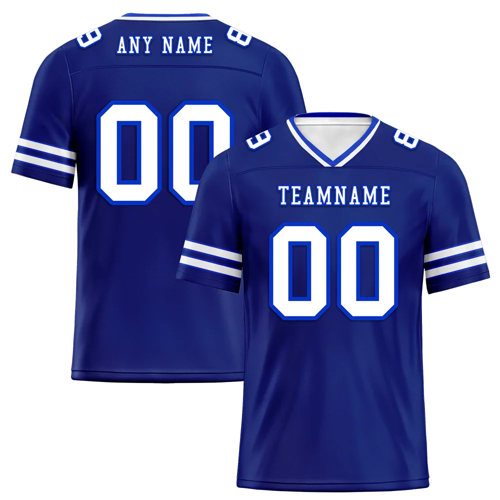 Custom Blue Sleeve Stripes White Personalized Authentic Football Jersey FBJ02-bc0f08a - Coolcustomize