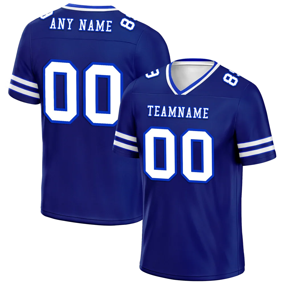 Custom Blue Sleeve Stripes White Personalized Authentic Football Jersey FBJ02-bc0f08a - Coolcustomize