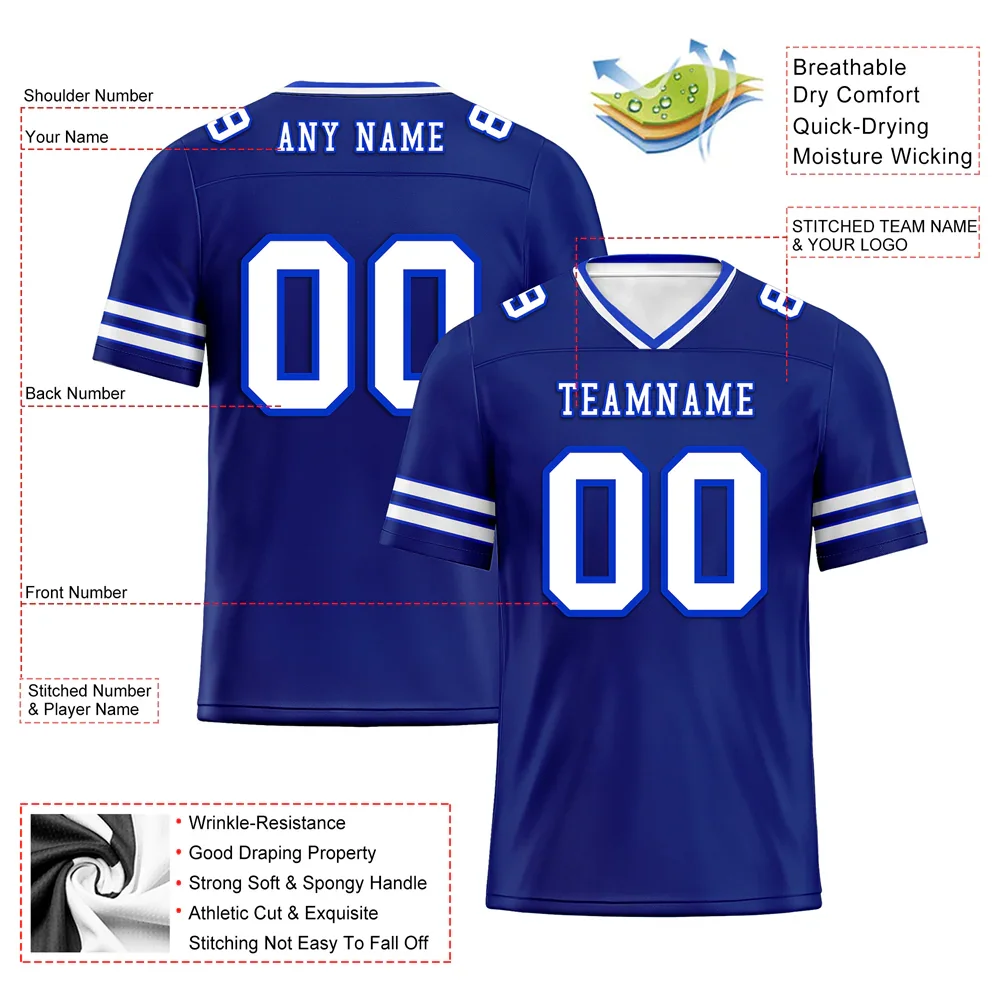 Custom Blue Sleeve Stripes White Personalized Authentic Football Jersey FBJ02-bc0f08a - Coolcustomize