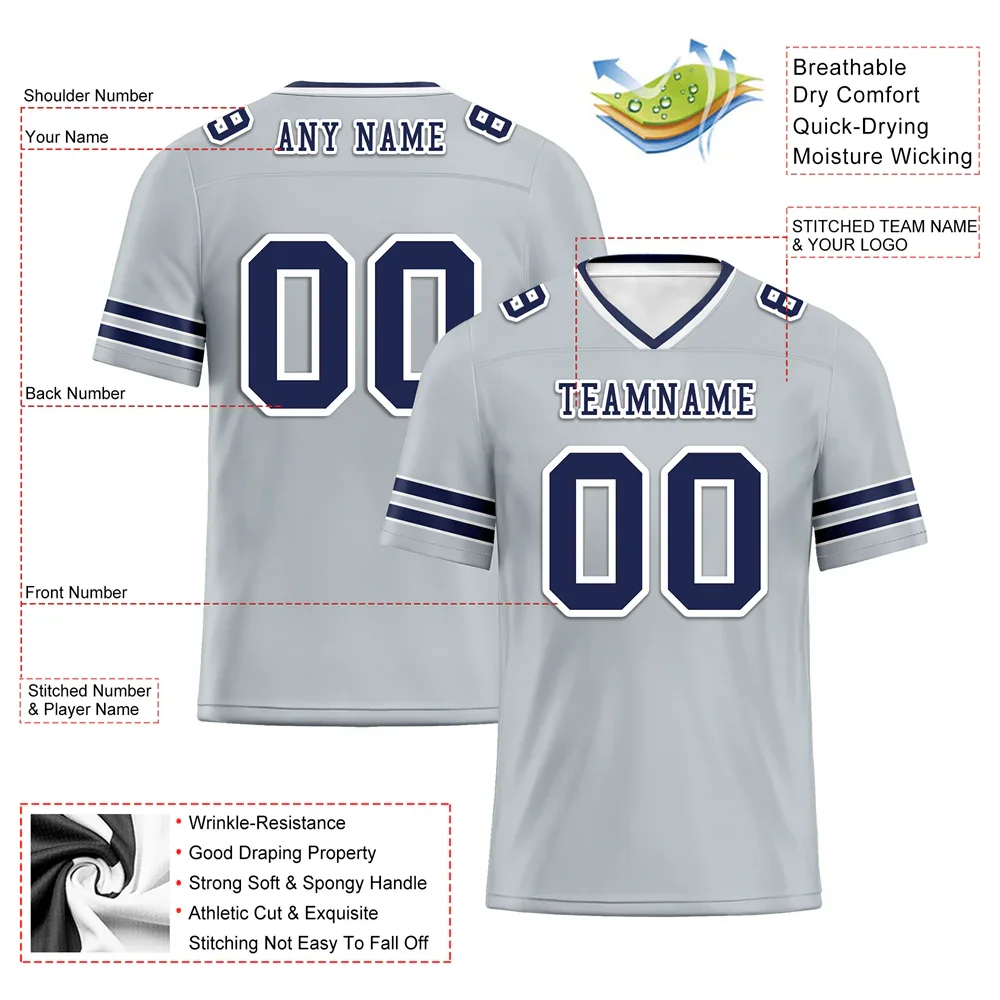 Custom Grey Sleeve Stripes Black Personalized Authentic Football Jersey FBJ02-bc0f08b - Coolcustomize