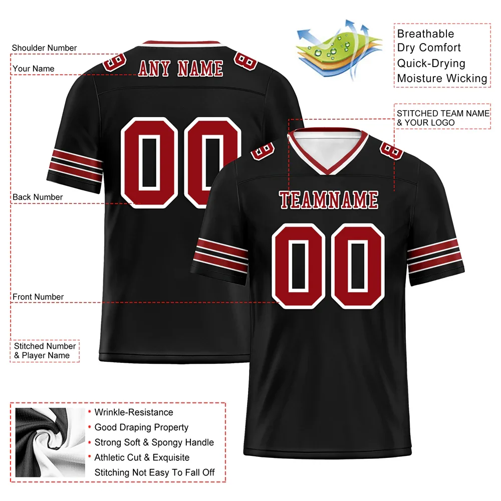 Custom Black Sleeve Stripes Brown Personalized Authentic Football Jersey FBJ02-bc0f08c - Coolcustomize