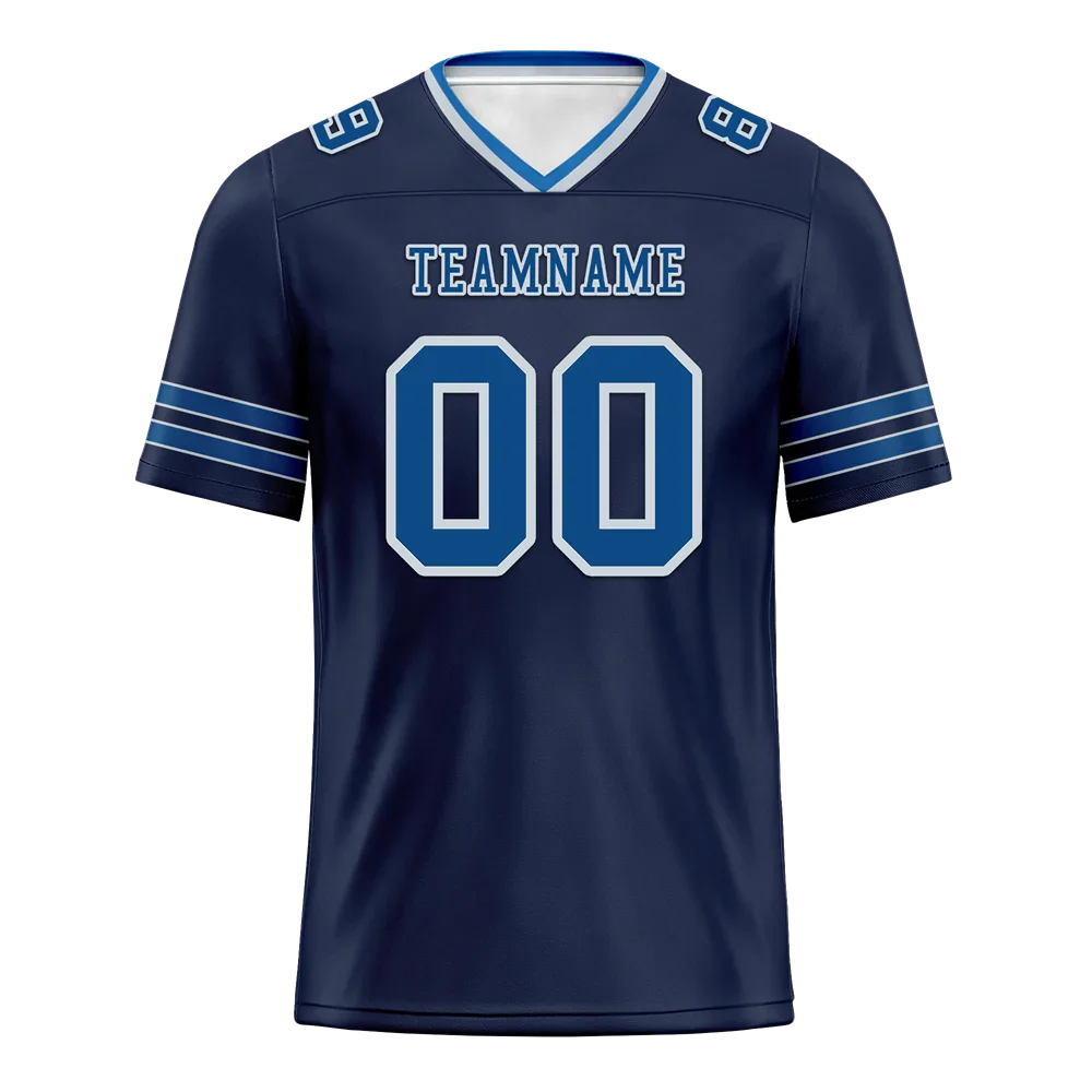 Custom Black Sleeve Stripes Blue Personalized Authentic Football Jersey FBJ02-bc0f08d - Coolcustomize