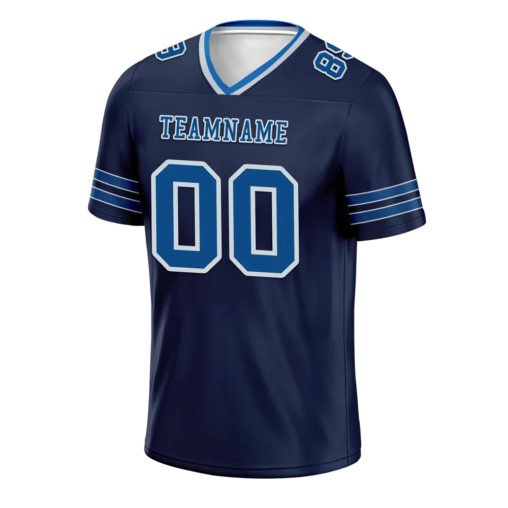 Custom Black Sleeve Stripes Blue Personalized Authentic Football Jersey FBJ02-bc0f08d - Coolcustomize