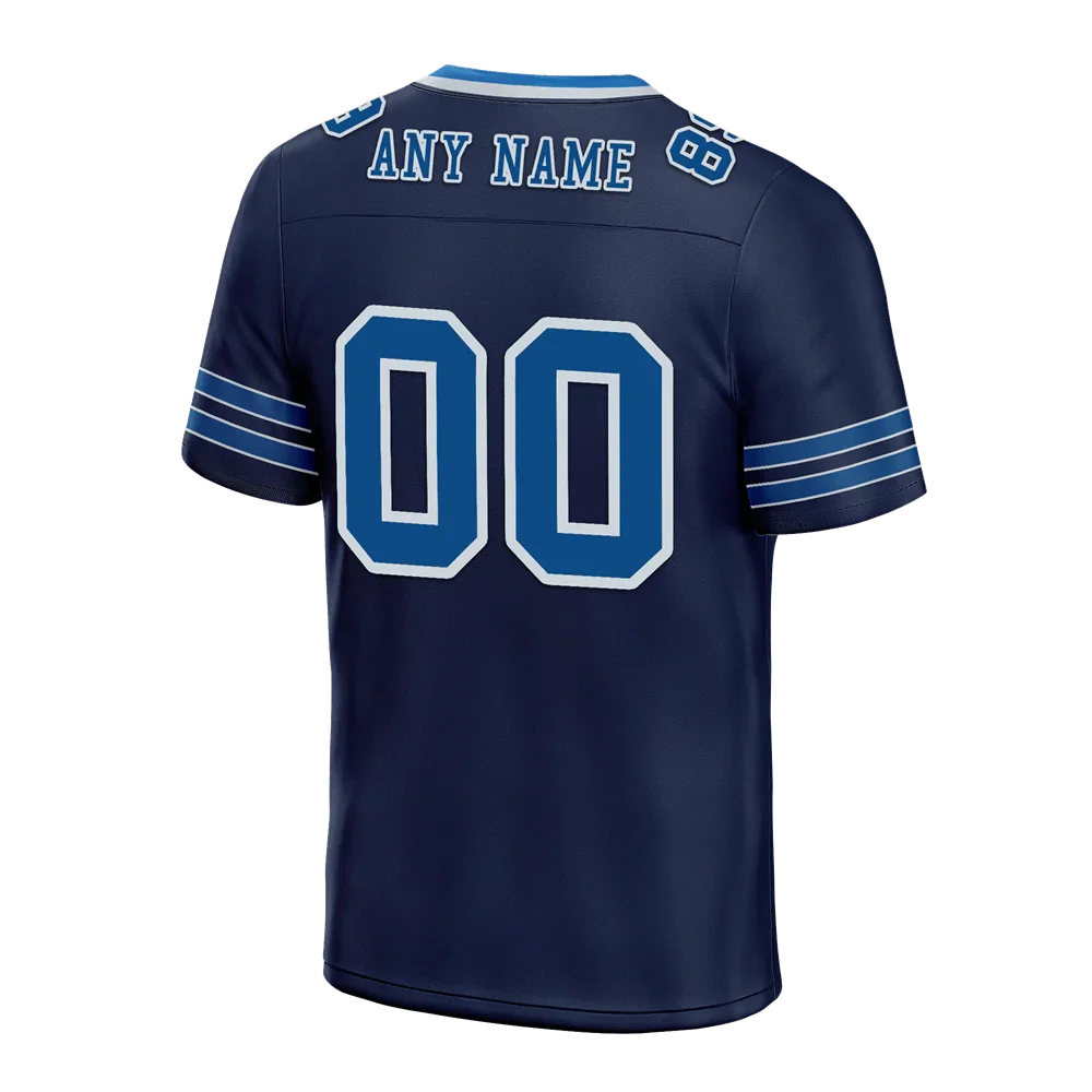 Custom Black Sleeve Stripes Blue Personalized Authentic Football Jersey FBJ02-bc0f08d - Coolcustomize