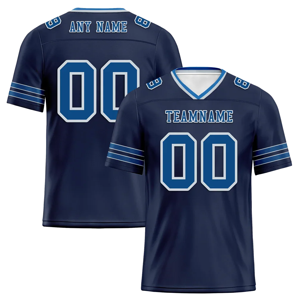 Custom Black Sleeve Stripes Blue Personalized Authentic Football Jersey FBJ02-bc0f08d - Coolcustomize