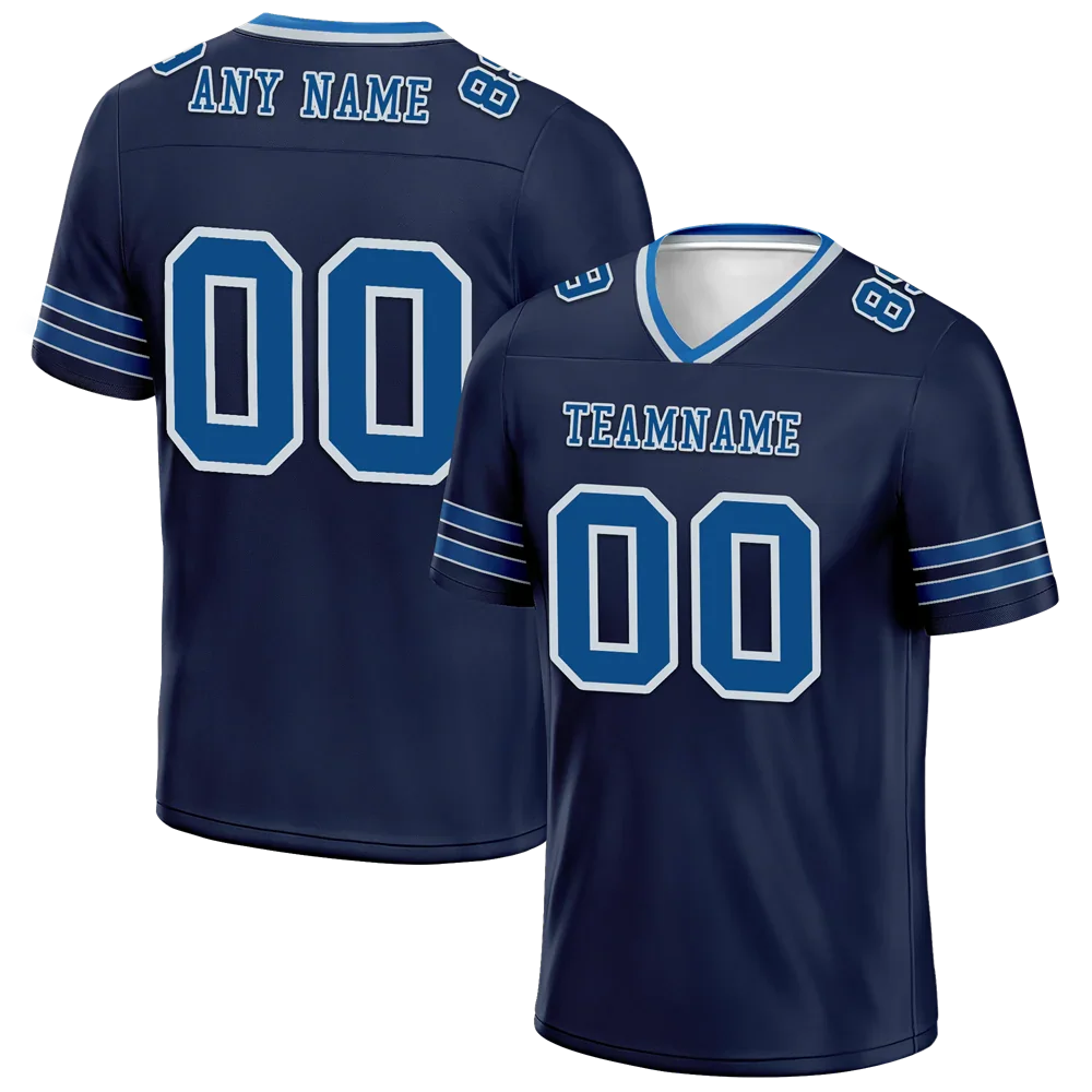 Custom Black Sleeve Stripes Blue Personalized Authentic Football Jersey FBJ02-bc0f08d - Coolcustomize