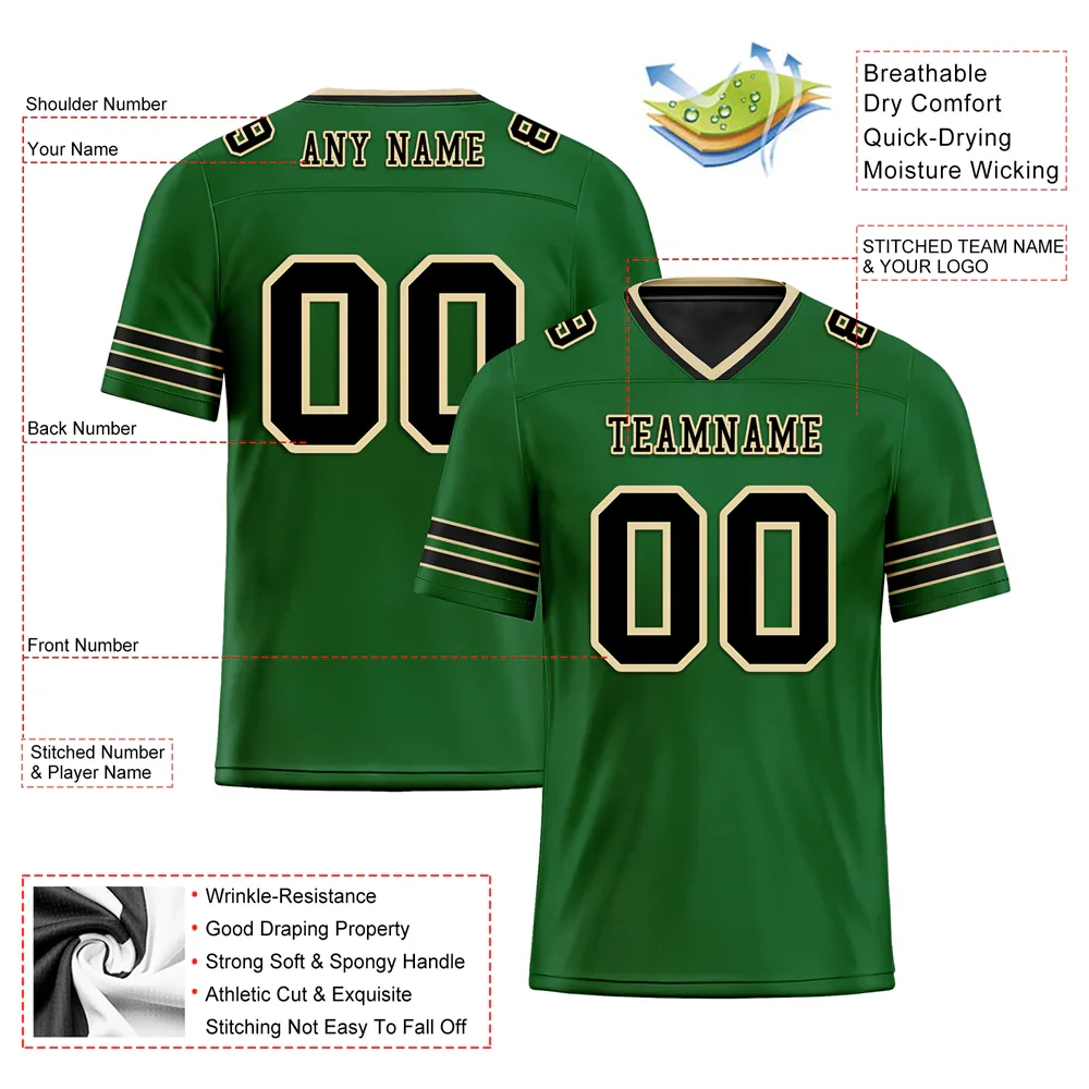 Custom Green Sleeve Stripes Black Personalized Authentic Football Jersey FBJ02-bc0f08e - Coolcustomize