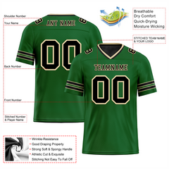 Custom Green Sleeve Stripes Black Personalized Authentic Football Jersey FBJ02-bc0f08e